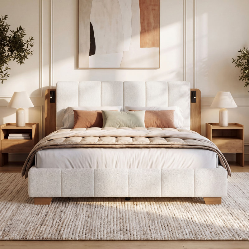 Lit plateforme tapissier Virellan, Grand lit