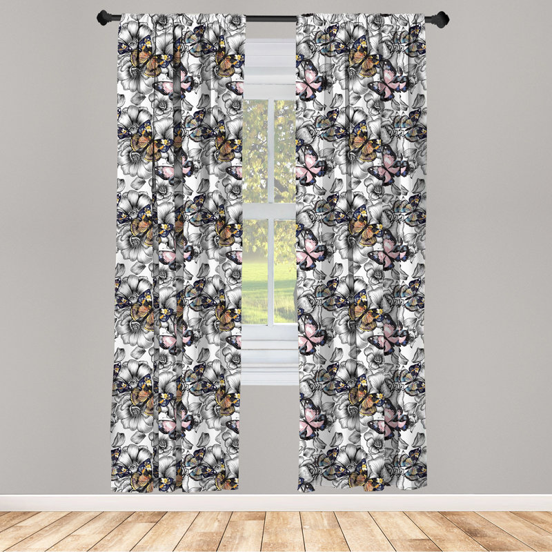 Floral Semi-Sheer Rod Pocket Sliding Panel, 28" x 84"