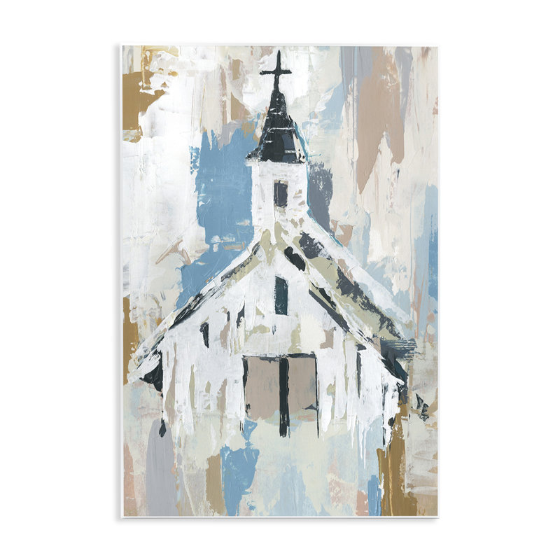 Motif abstrait de maison de campagne patinée, H 19 po x l 13 po