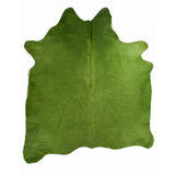 Maulik Cowhide Area Rug in Lime Green