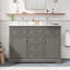 Meuble-lavabo autoportant de 122 cm (48 po) en bois gris avec lavabo simple et comptoir en pierre reconstituée-33577365