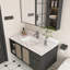 Dessus de meuble-lavabo en marbre, comptoir avec trous de robinet pré-percés, comptoir de salle de bain avec lavabo central encastré rectangulaire et Bianco Carrara Venato