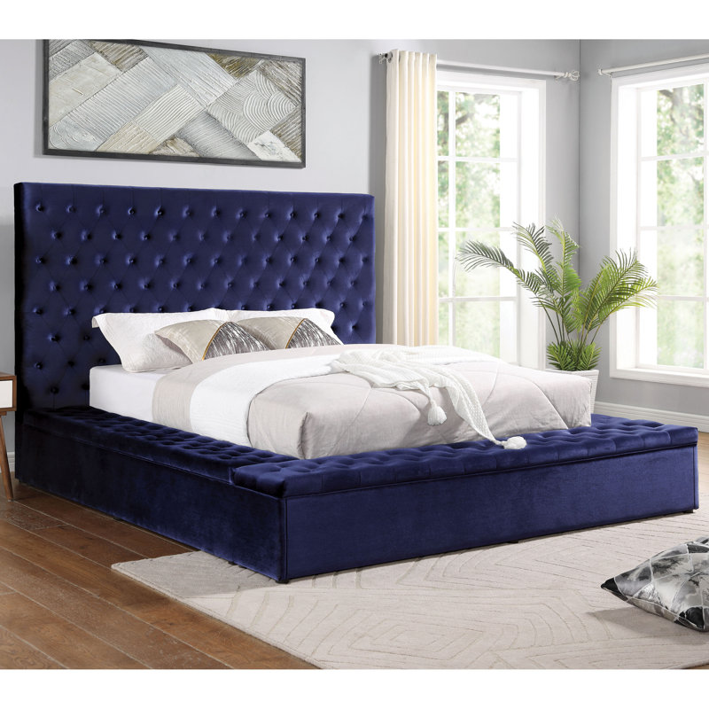 Upholstered Storage Platform Bed, California King, Gray