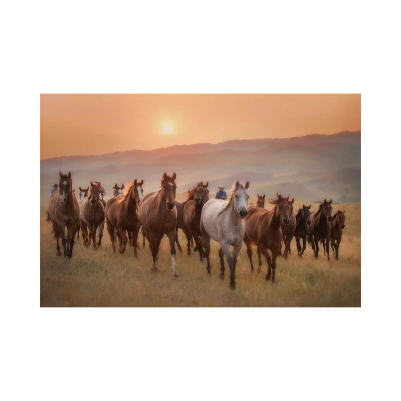 Sunkissed Horses II - Giclée sur toile tendue avec châssis