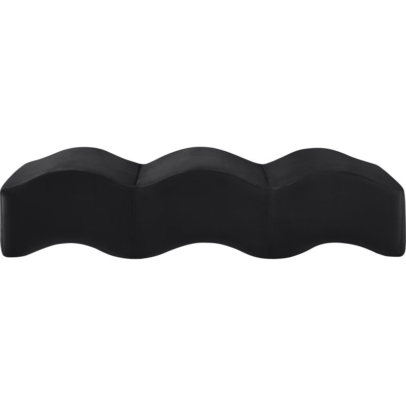 Banc en velours Leavon, Velours noir