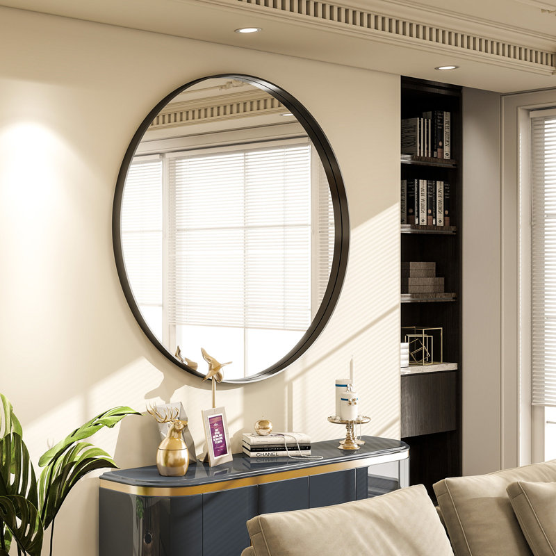 Miroir mural, 32 po x 32 po, Noir