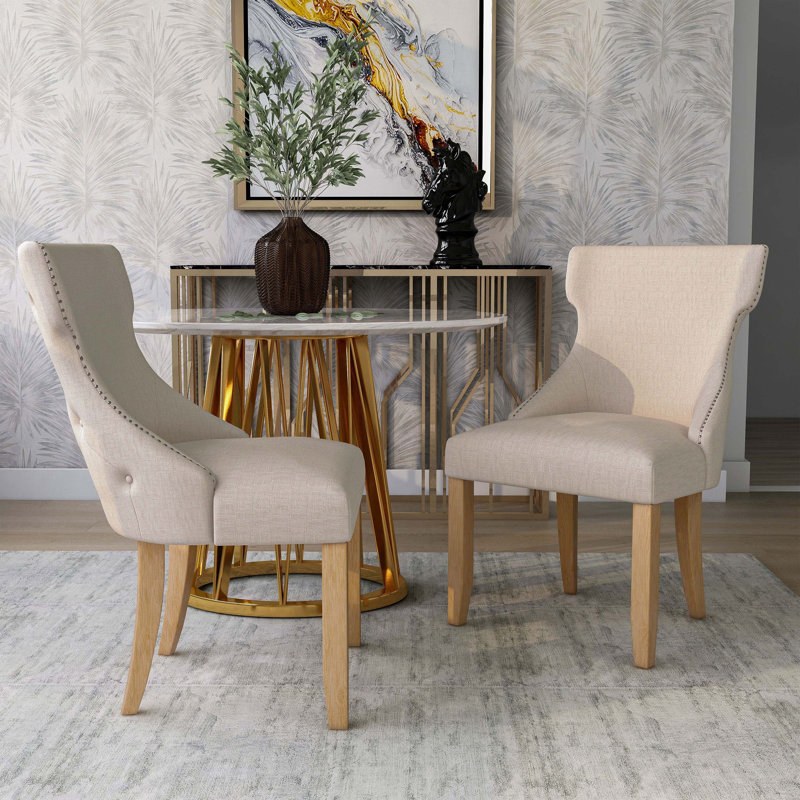 Elijah 22.5" Width Fabric Upholstered Side Chair, Ivory