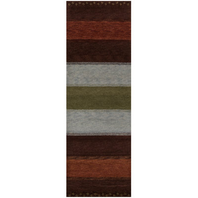 Desert Gabbeh Wool Striped Area Rug in Brown