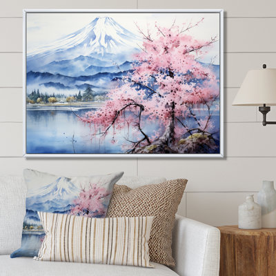 Cherry Blossom Lake au Japon - salon d'art mural Cherry Blossom