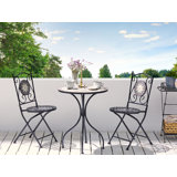 Ousley 2 - Person Metal Patio Dining Set with Round Table