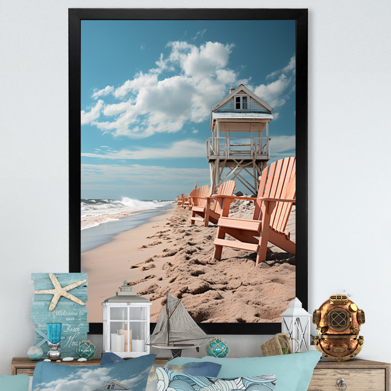 Plage, bord de mer, nostalgie noire IV sur toile, Cadre photo noir, H 20 po x l 12 po x P 1 po