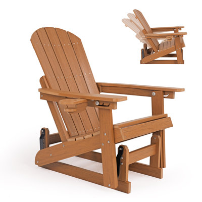 Fauteuil oscillant en PEHD pour l'extérieur, fauteuil coulissant réglable à 3 positions avec porte-gobelet pour patio, porche, terrasse