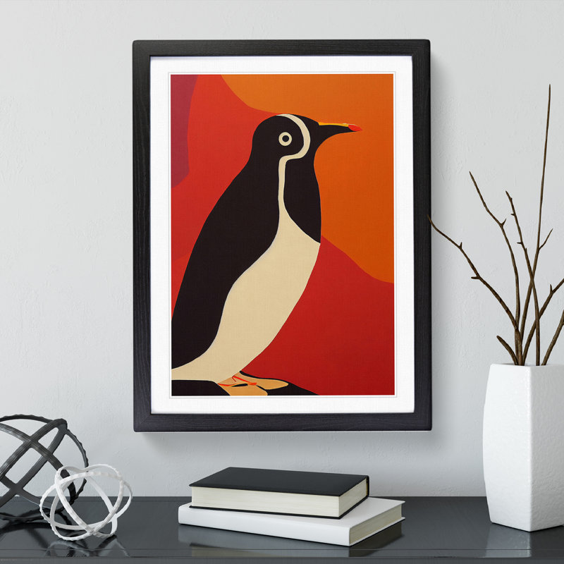 XV1022-3466X Penguin Abstract No.2 - Print, 64cm H x 46cm W, Black Frame, No Matte