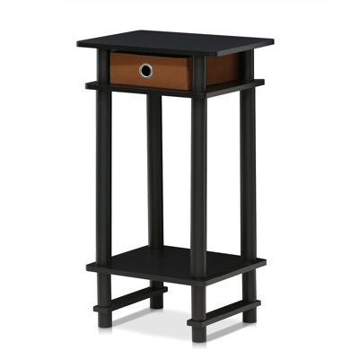 Ebern Designs Turn-N-Tube Tall End Table, Side Table with Bin, Black Espresso/Brown