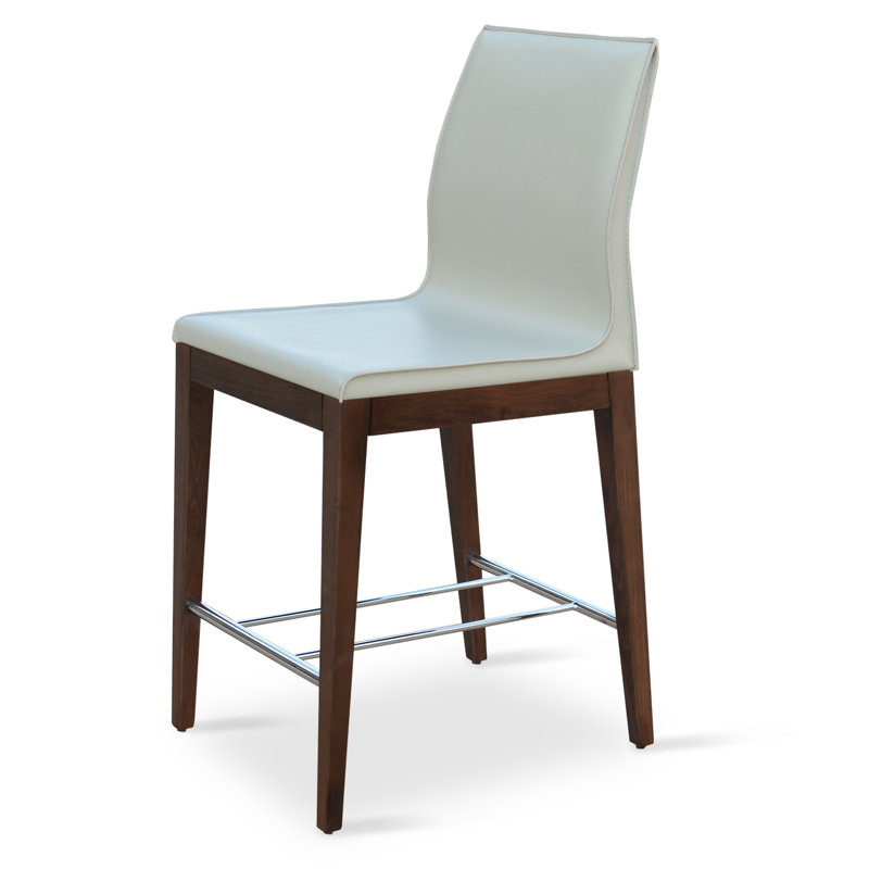 Polo Bar & Counter Stool, Walnut, Black Faux Leather, Counter Stool (24" Seat Height)