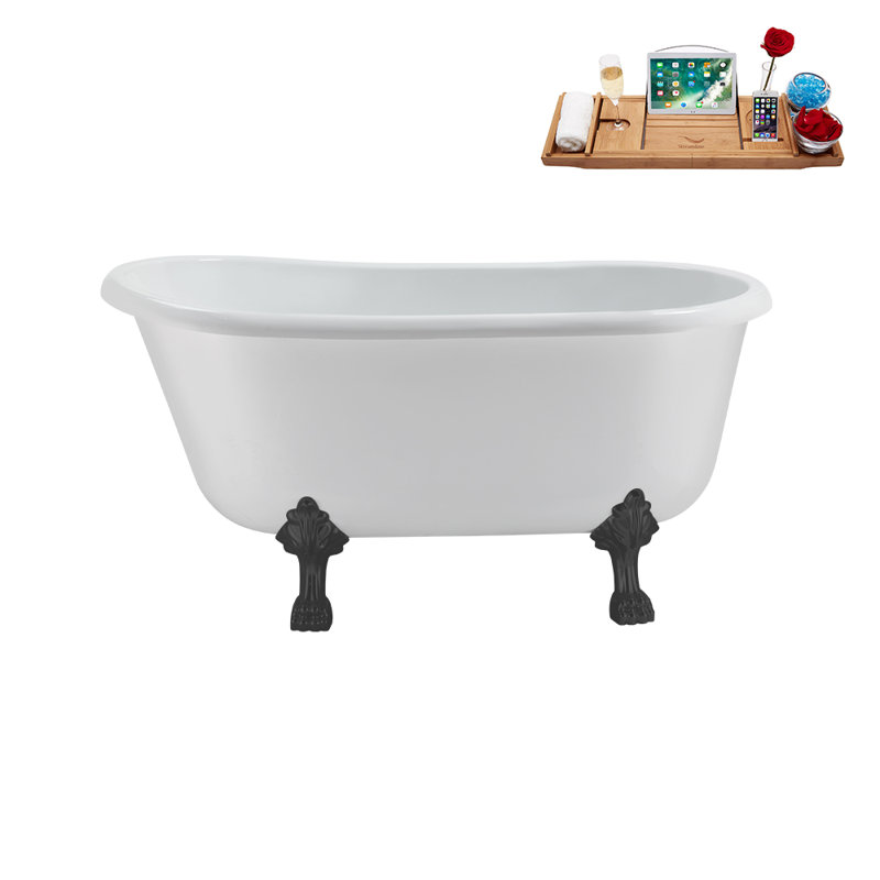 57.5'' x 29.5'' Soaking Acrylic Bathtub, Brushed Gold, Brushed GunMetal