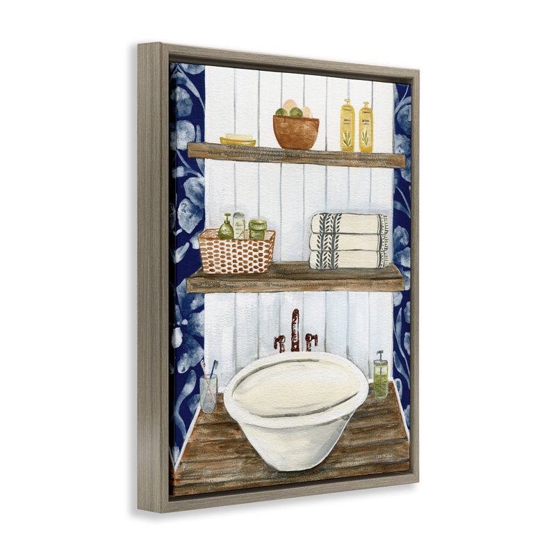 Art mural "Bold Blue", Cadre flottant orme Montalcino, H 21 po x l 17 po