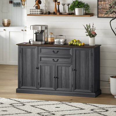 Buffet 58 po avec station de charge noir Farmhouse