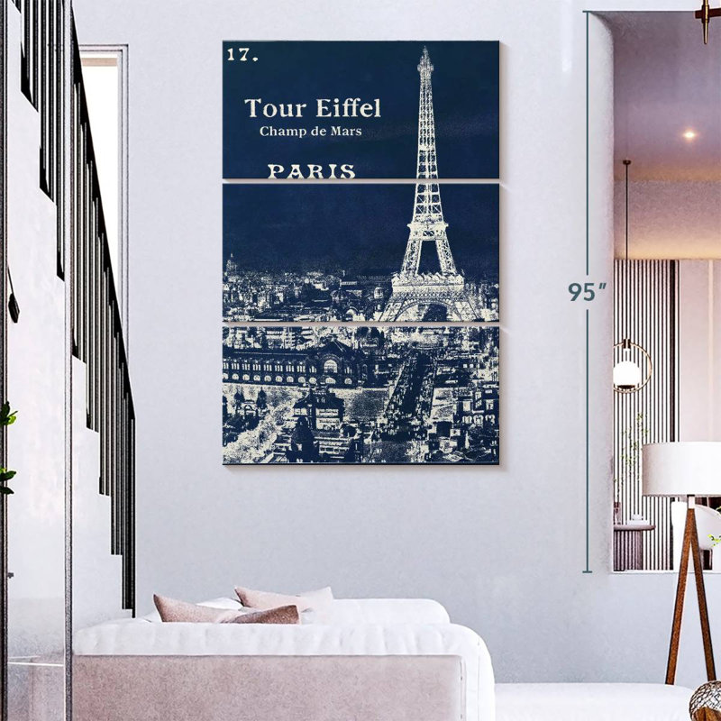 Lilie Blueprint Eiffel Tower, 74" H x 48" W