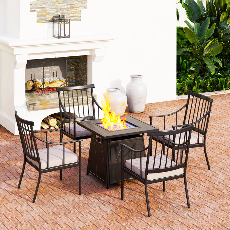 Birmadevi 4 - Person Patio Dining Set with Square Table , Cushions Included