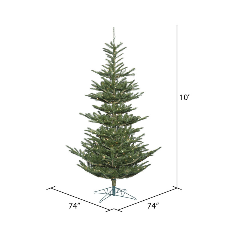 Alberta Green Spruce Artificial Christmas Tree with LED with Stand, 10' H, Warm White LED
