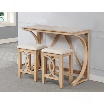 Ensemble de comptoir 3 pièces en bois naturel avec ports USB double