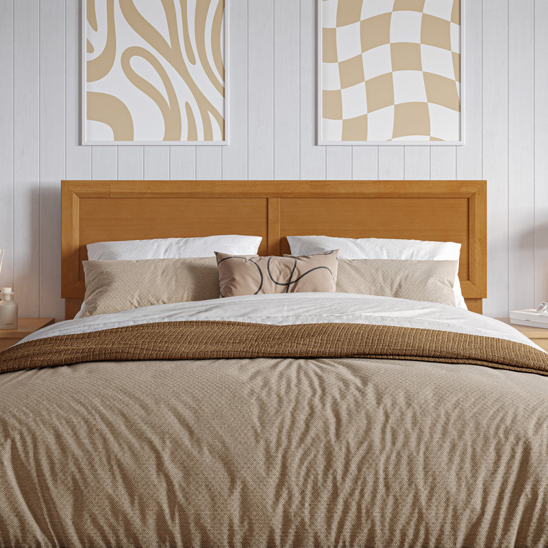 Tête de lit en bois Avaleen, Caramel clair, Double