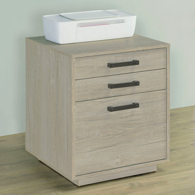 Whitewashed Grey 3-Drawer Home Office File Cabinet