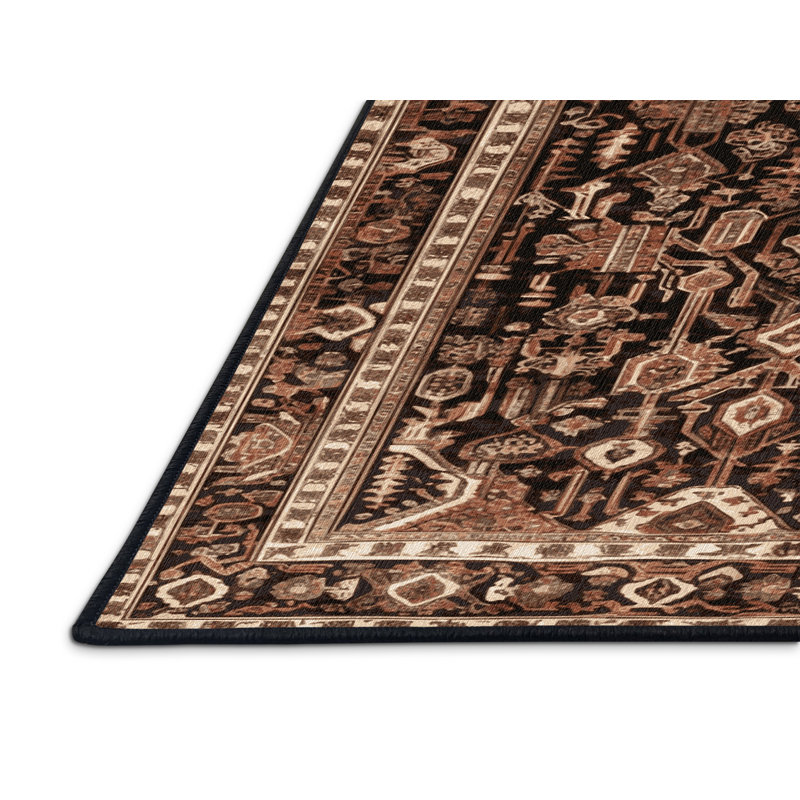 Machine Washable Persian Brown Area Rug, Square 7'