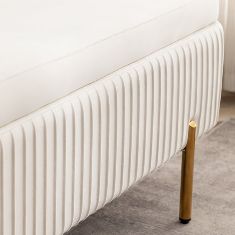 Miajah Velvet Upholstered Flip Top Storage Bench, Beige