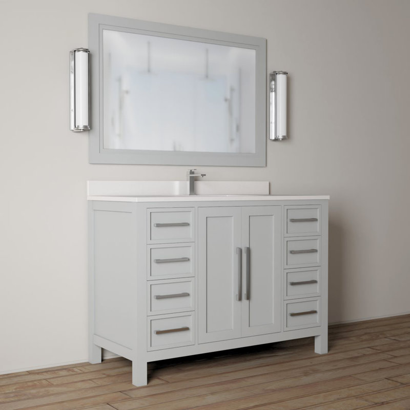 Ensemble de meuble-lavabo simple 48 po, Gris, Gris, Nickel brossé