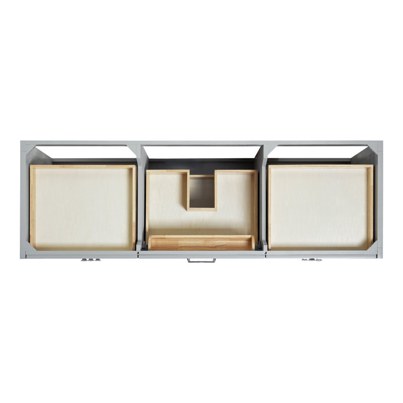ARIEL Monroe 48 Single Sink Bathroom Vanity with Carrara Quartz Top, Gray, Pure White Quartz, 67"