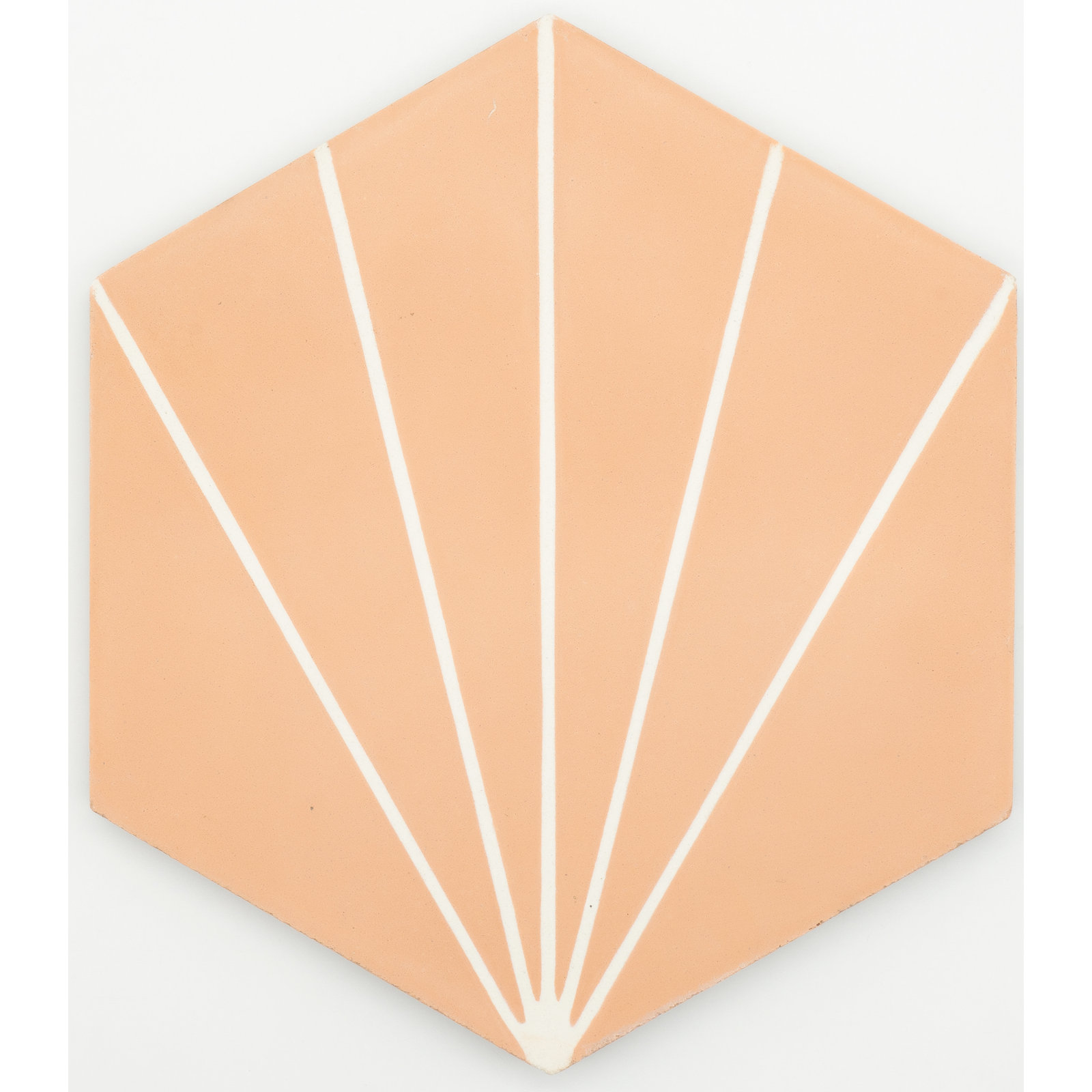 Menara 8" x 9" Cement Patterned Tile, Peach/White