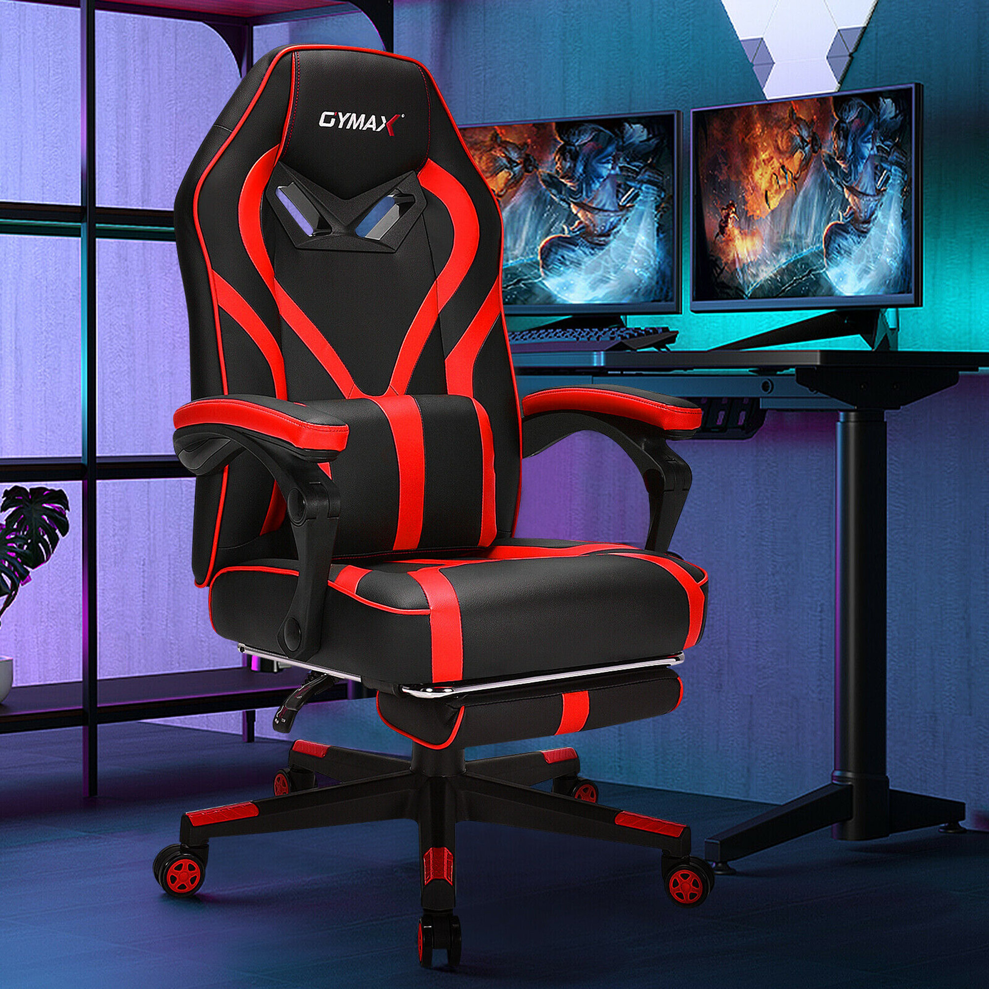  Devoko Ergonomic Gaming Chair Racing Style Adjustable Height  High-Back PC Computer Chair with Headrest and Lumbar Support Executive  Office Chair (Black/Red) : Home & Kitchen
