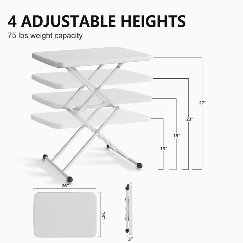 TV Tray, Space-Saving Adjustable TV Tray & Laptop Table, Multi-Use Laptop Desk and Snack Tray Table for Sofa, Bedside and Small Spaces