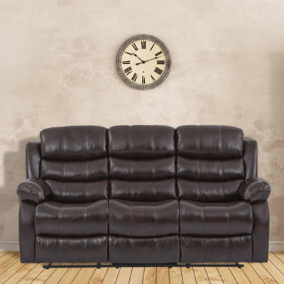 Fauteuil inclinable Fauteuil inclinable Canapé-lit Canapé en cuir Siège de cinéma Fauteuil inclinable manuel pour le salon (trois places, brun)