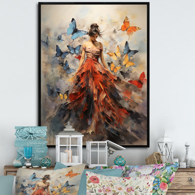 Papillon et femme dansant I - art mural papillon