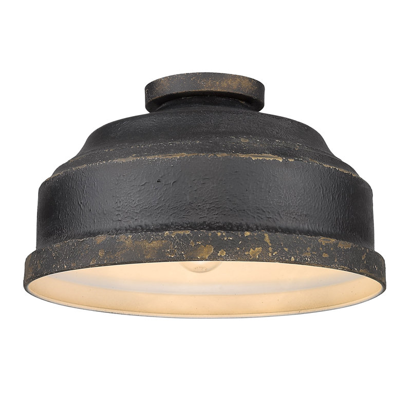 Plafonnier semi-encastré à 3 lumières 13,75 po Lanna, Fer noir antique