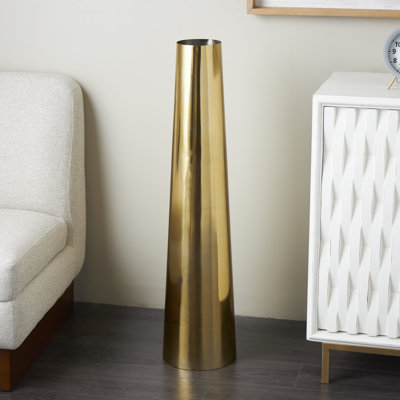 Tavistock Stainless Steel Metal Minimalistic Tall Floor Cone Decorative Vase