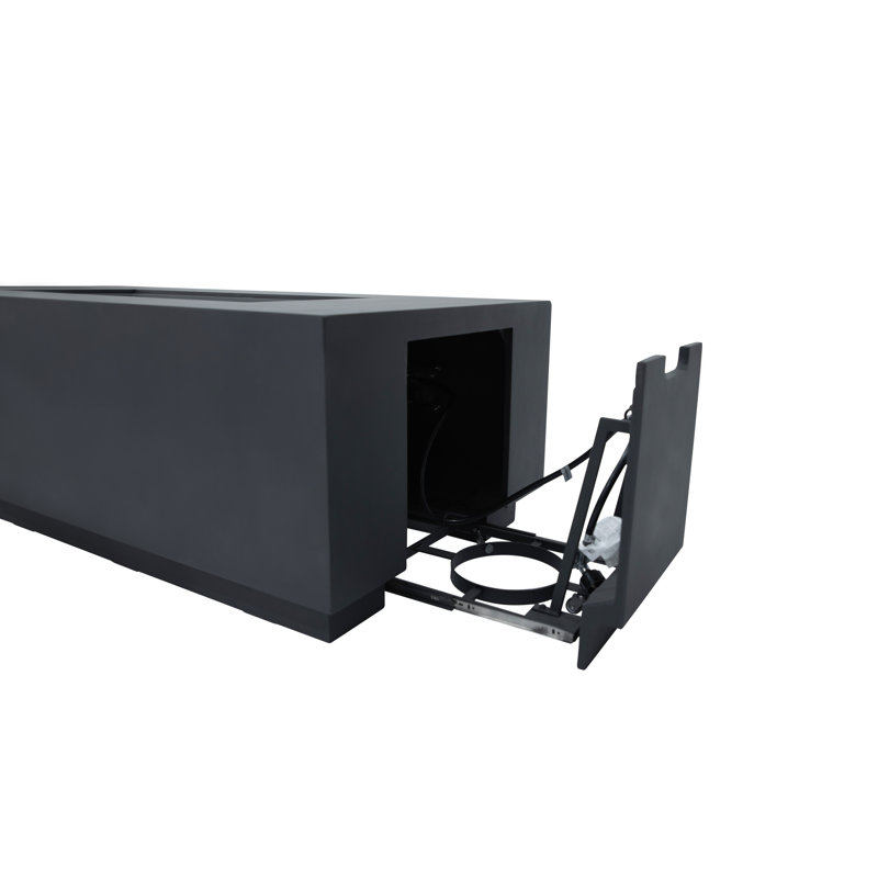 Sedona 66" L x 32 W x 22" H Concrete Propane Fire Pit Table with Hidden Fuel Tank Drawer, Dark Gray