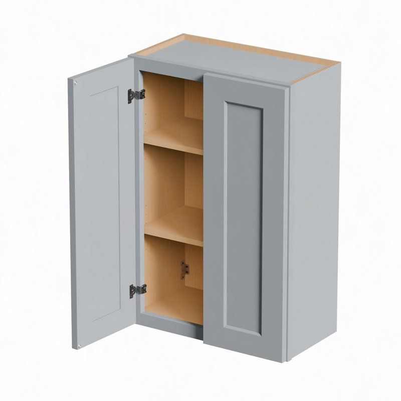 Armoire murale en bois massif avec portes à fermeture douce, tablettes réglables - rangement à double porte de 24 po pour la cuisine, la salle de bain, la buanderie, le garage (assemblage facile, l 24 po x P 12 po x H 36 po)