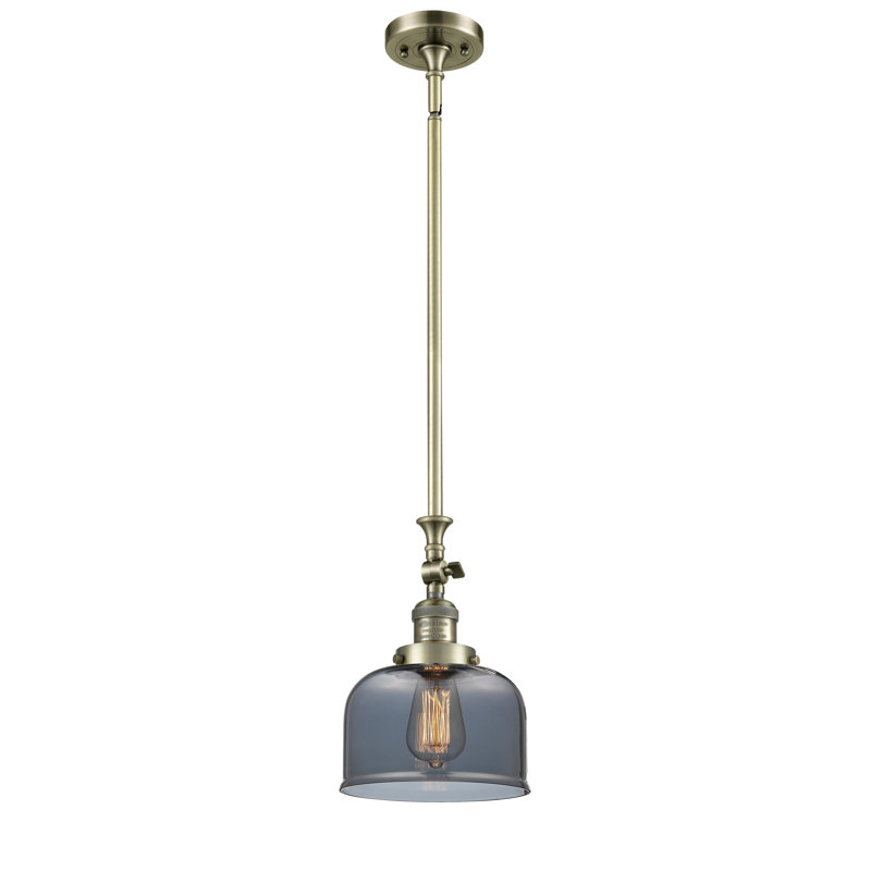 Luminaire suspendu en forme de dôme à 1 lumière Rosso, Plaqué couleur fumée, Chrome poli, Ampoule non incluse