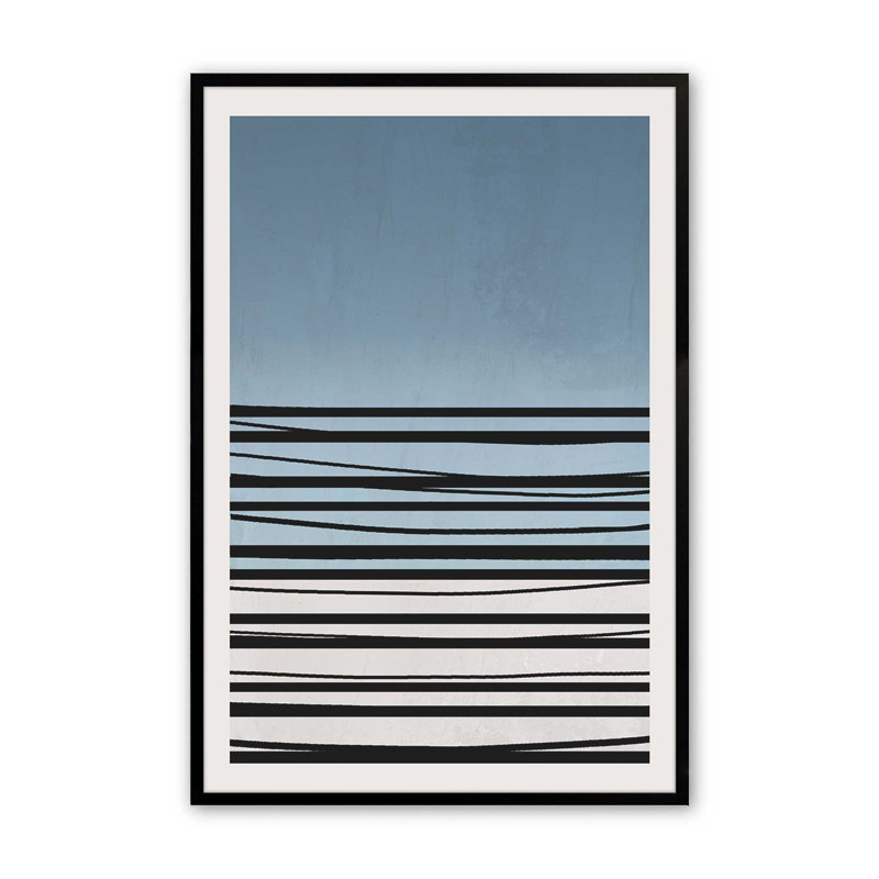 " Twilight Stripes V2 ", Satin Black Framed, 15" H x 12" W x 1.25" D