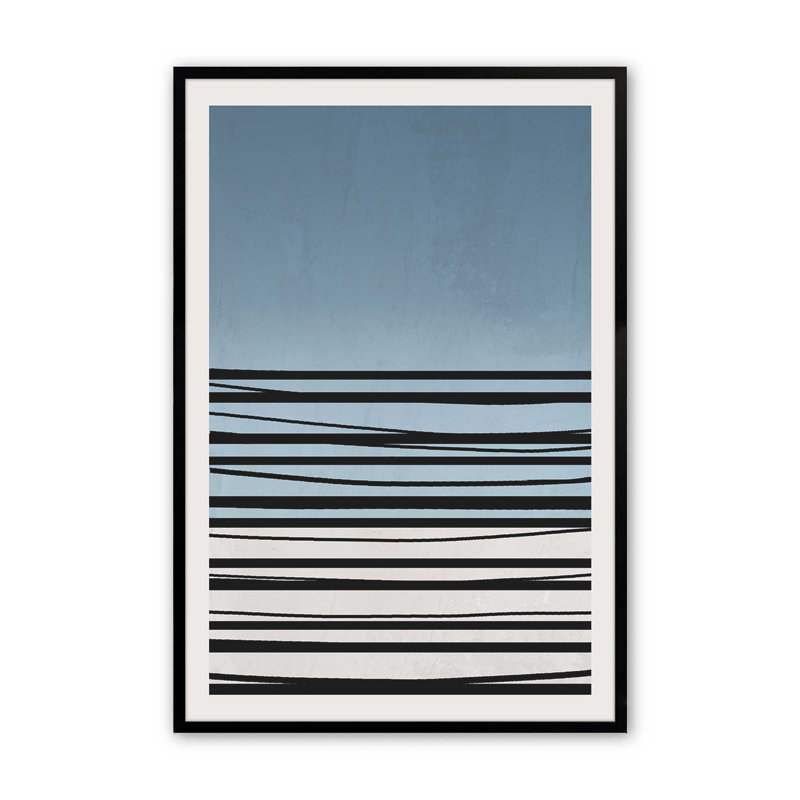 «Twilight Stripes V2» sur papier, Cadre noir satiné, H 15 po x l 12 po