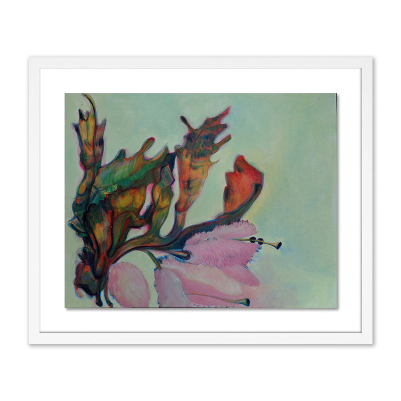 «Sans titre floral II» par Amy Bautz - reproduction d'art encadrée, H 20 po x l 24 po x P 1,5 po, Blanc