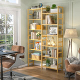 Bamboo Bookcase, 6-Tier Large Open Bookshelf  With Display Shelves
