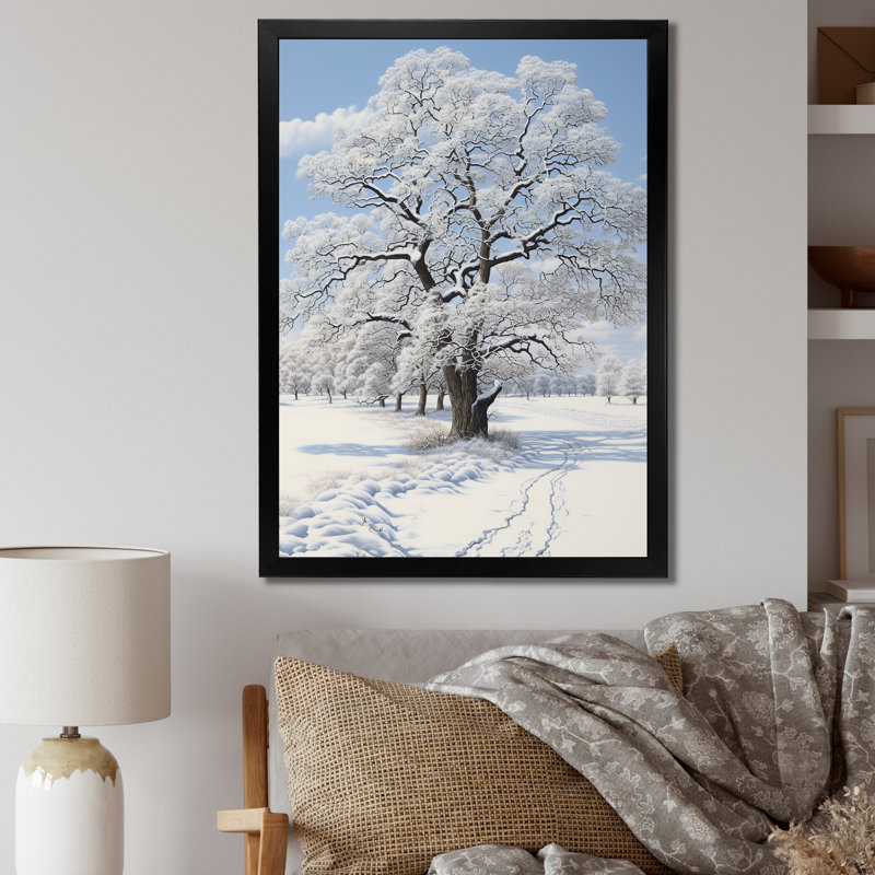 «Lorrianne White Tree Winters Grace», reproduction sur toile, H 32 po x l 24 po x P 1 po, Cadre photo noir
