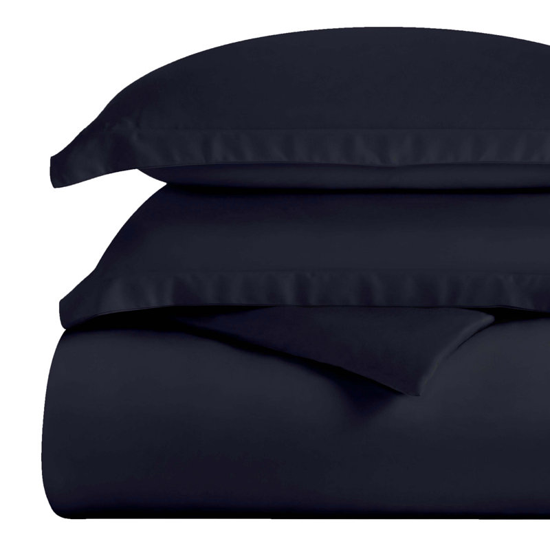 Mitchell Egyptian Cotton Blend 300 Thread Count Solid Duvet Cover Set With Pillow Shams, Twin Duvet Cover + 1 Standard Sham