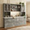 Grande armoire à vin 94,5 po avec 12 tiroirs et portes en verre