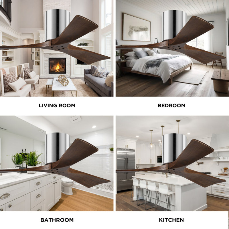 Irene Ceiling Fan, 60", Walnut Tone, Polished Chrome